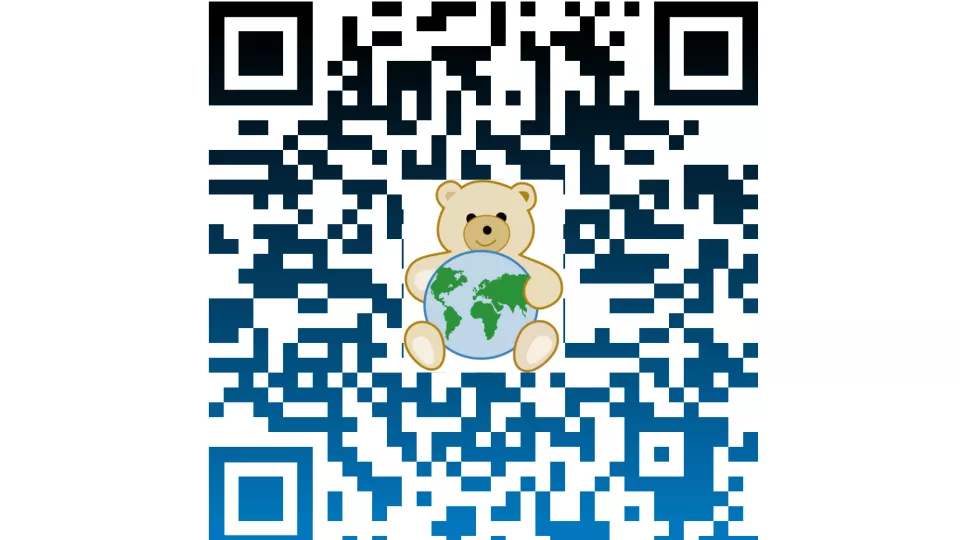 QR kod för Teddys internationella hemsida. Bild.